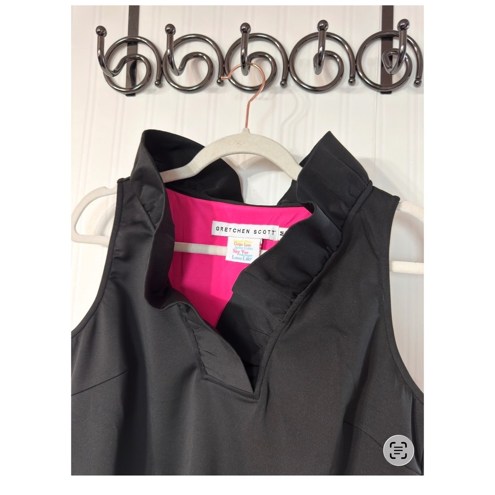 Gretchen Scott Womens Black Ruffle Collar Split Neck Top Size M(TXA982) - Picture 4 of 5